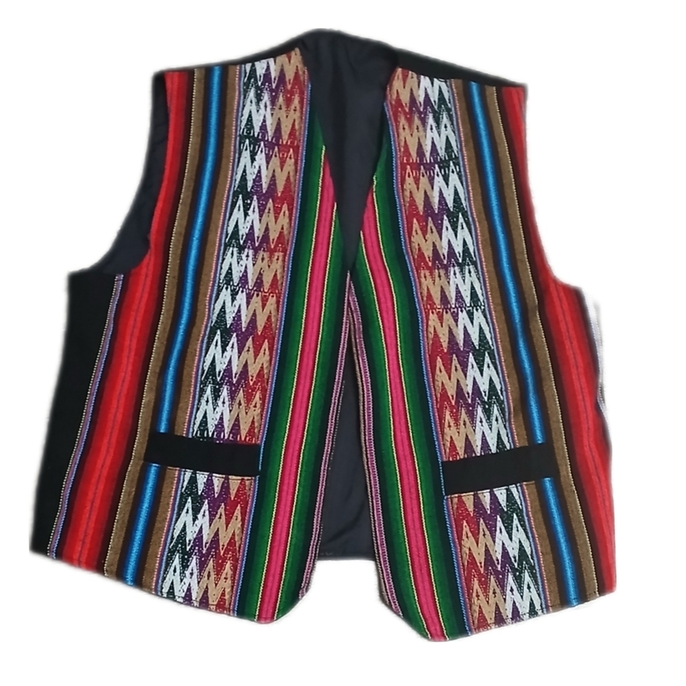Colorful vintage Striped Vest, ( Coul be Peruvian?) Hand crafted,  pre-loved